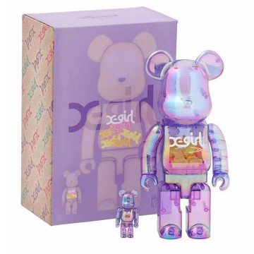 BEETLE BE@RBRICK X-GIRL 紫色 CLEAR PURPLE 庫柏力克熊 100 400%