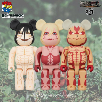 三款合售 BEETLE BE@RBRICK 進擊的巨人 艾蓮 萊納 亞妮 鎧之巨人 女巨人 庫柏力克熊 400%