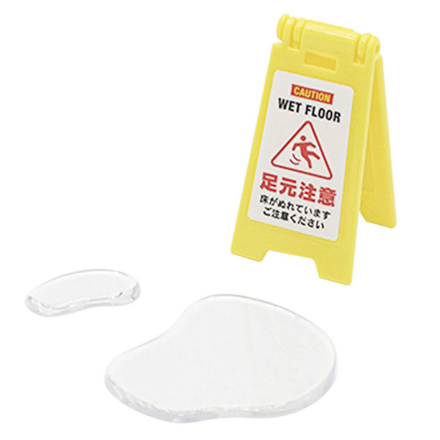 BEETLE YAMADA 清掃中 防滑警示 地板標誌 水坑 1/12 公仔 專用 擺設 佈置 場景 小物 迷你模型