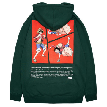 BEETLE BAIT 海賊王 魯夫 惡魔果實 DEVIL FRUIT LUFFY HOODY 帽踢 帽T 綠色