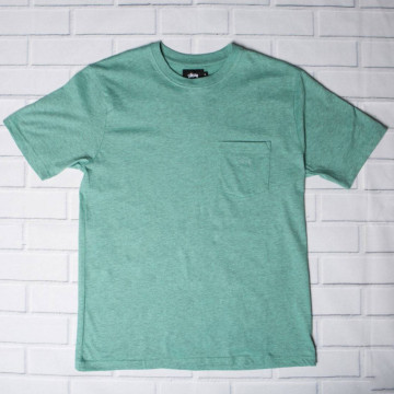 BEETLE STUSSY 藍綠 薄荷綠 小LOGO 口袋 短袖 HEATHER O'DYED POCKET TEE