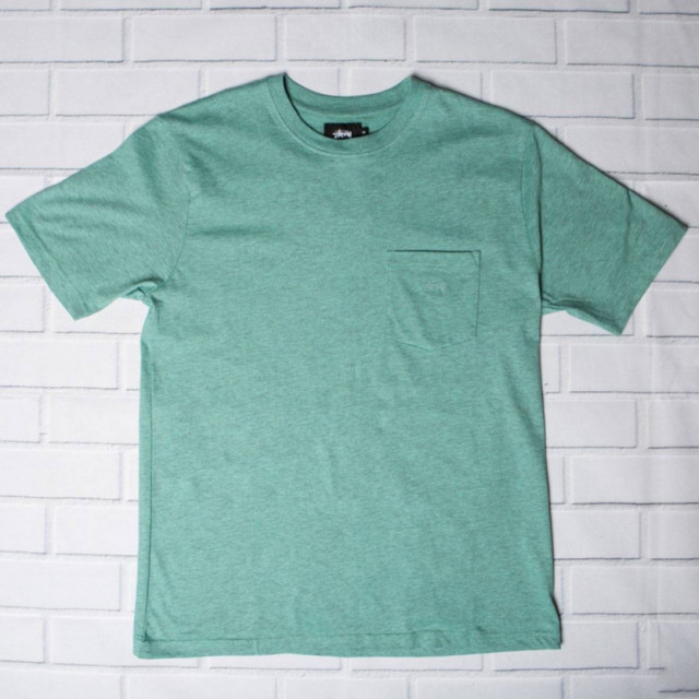 BEETLE STUSSY 藍綠 薄荷綠 小LOGO 口袋 短袖 HEATHER O'DYED POCKET TEE