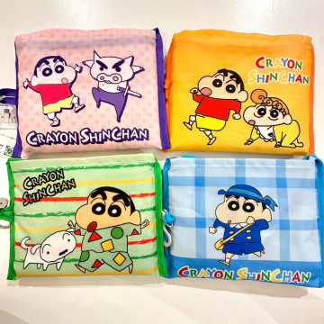 BEETLE 蠟筆小新 環保袋 可收納 手提袋 小新 雙面圖案 小白 小葵 野原新之助 日本正版 肥嘟嘟佐衛門