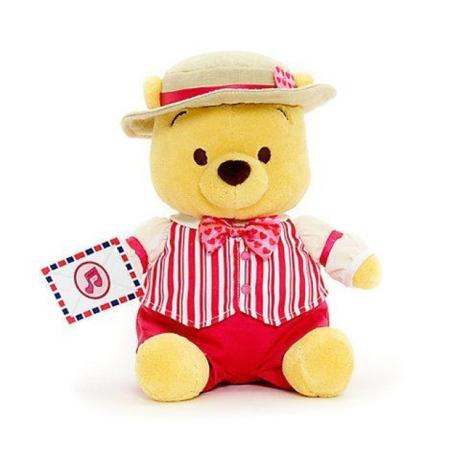 BEETLE DISNEY WINNIE THE POOH 情人節 迪士尼 絨毛 玩偶 草帽 粉紅 小熊維尼 30CM