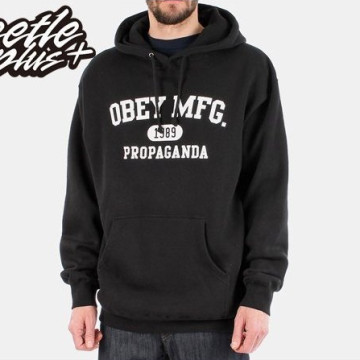 BEETLE OBEY ACADEMY MFG 1989 LOGO 文字 黑色 連帽 帽TEE 美版 帽踢 帽T