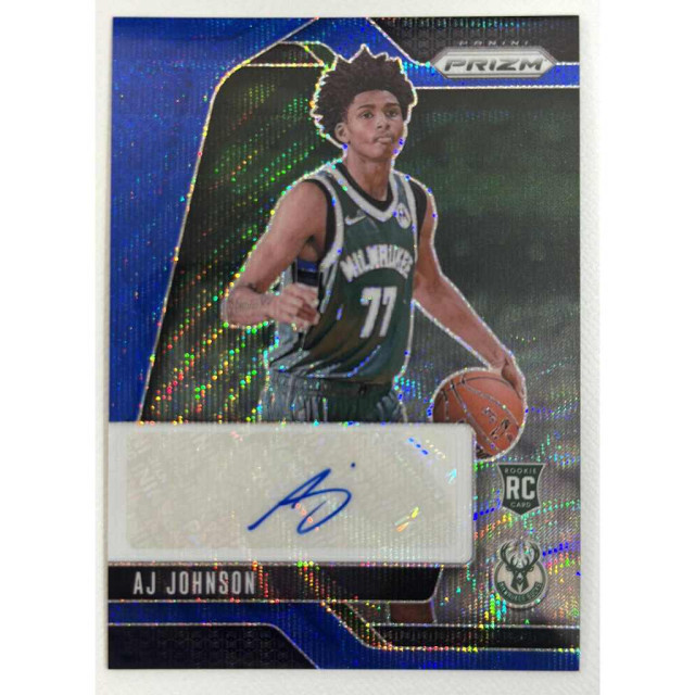 2024-25 PANINI NBA PRIZM AJ JOHNSON RC AUTO 貼紙簽 公鹿 藍波紋 球員卡