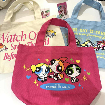 BEETLE 帆布袋 便當袋 手提袋 飛天小女警 POWERPUFF GIRLS 花花 泡泡 毛毛 日本正版 內附口袋