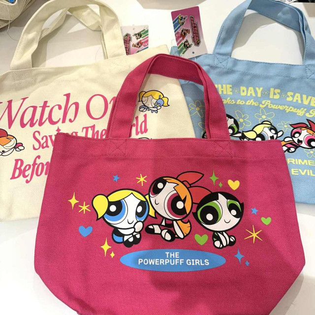 BEETLE 帆布袋 便當袋 手提袋 飛天小女警 POWERPUFF GIRLS 花花 泡泡 毛毛 日本正版 內附口袋