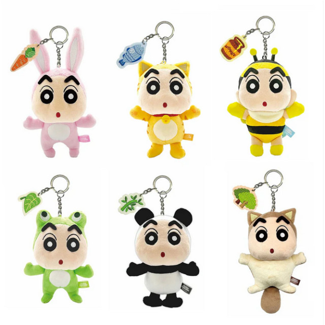 BEETLE 蠟筆小新 動物裝扮 毛絨 鑰匙扣 鑰匙圈 絨毛 娃娃 吊飾 日本正版 青蛙 飛鼠 松鼠 貓咪