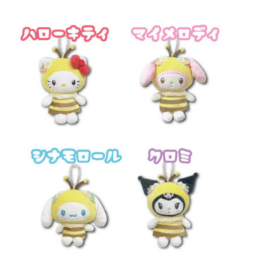 BEETLE 蜜蜂系列 美樂蒂 HELLO KITTY MELODY 吊飾 絨毛 娃娃 可收納小物 包包掛飾 日本正版