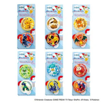 整套販售 BEETLE 寶可夢 寶可夢夾罐徽章 皮卡丘 伊布 新葉喵 呆火鱷 POKEMON