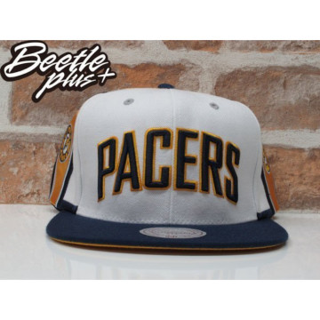 BEETLE MITCHELL&NESS NBA PACERS 印第安 溜馬 白藍黃 LOGO SNAPBACK 後扣帽