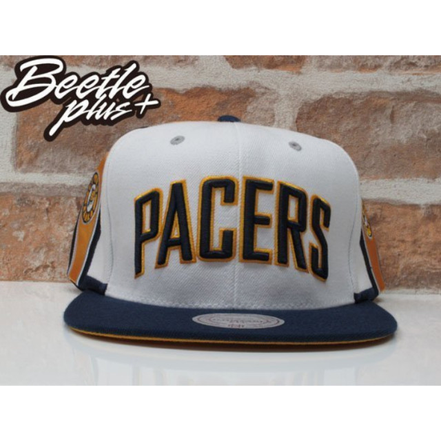 BEETLE MITCHELL&NESS NBA PACERS 印第安 溜馬 白藍黃 LOGO SNAPBACK 後扣帽