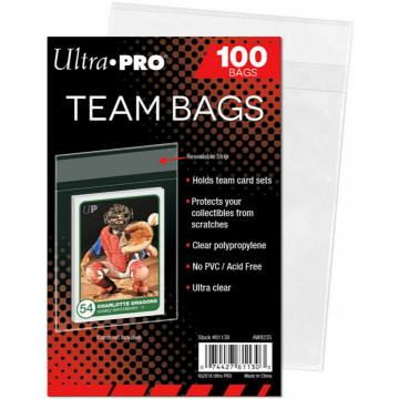 ULTRA PRO 卡夾外套自黏袋 100入 球員卡 透明 TEAM BAGS 棒球卡 籃球卡 保護 防刮 防塵